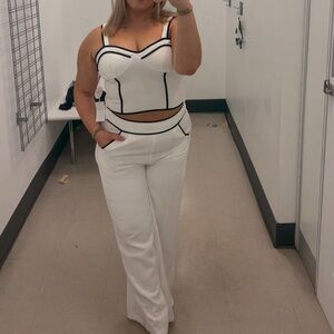 Stylish White and Black Two-Piece Set